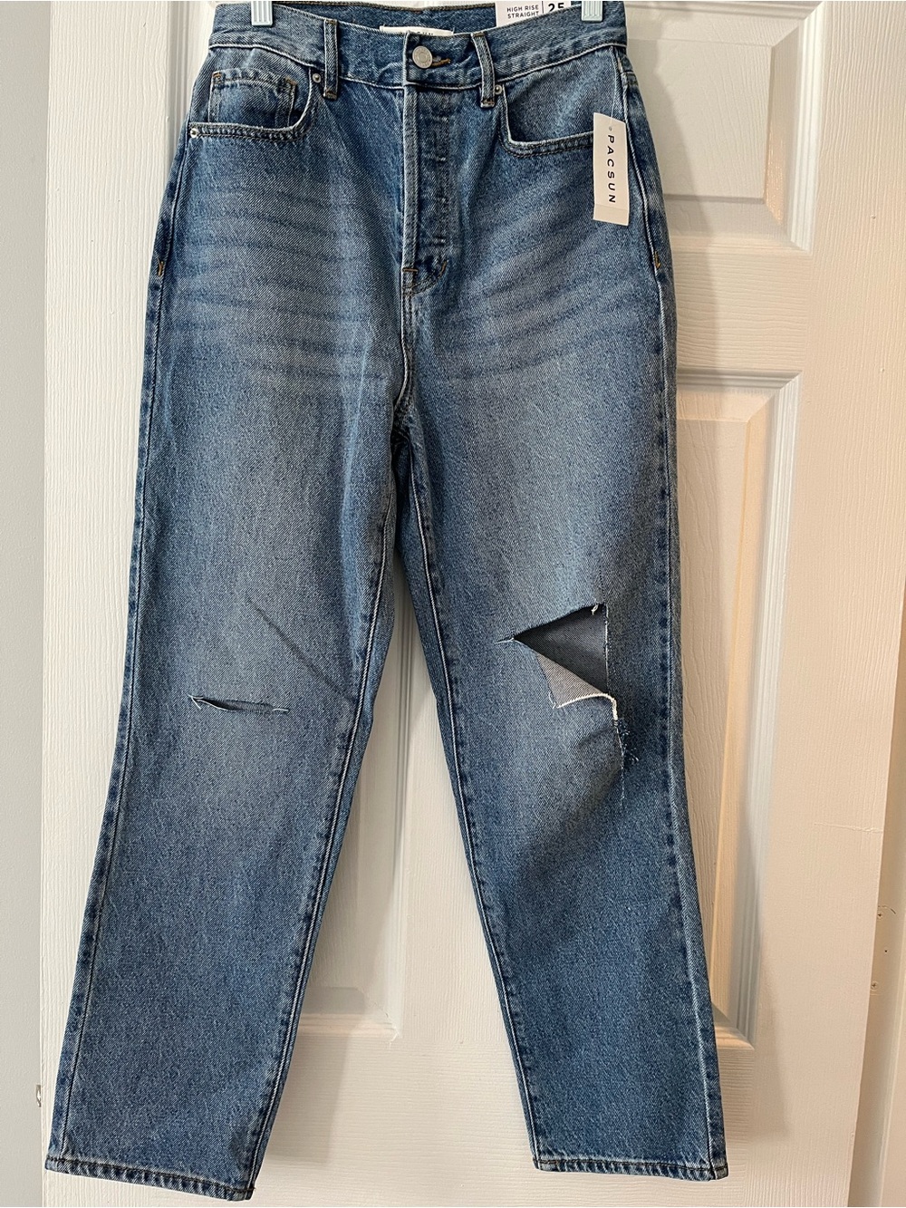 PacSun Straight-Leg Distressed Medium Blue Jeans